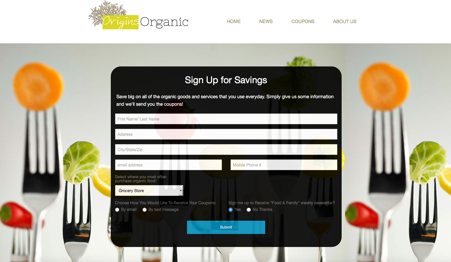 Origins Organic Website